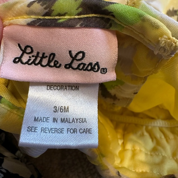 LITTLE LAAS YELLOW MIX RUFFLE SLEEVELESS ASYM HEM SIZE 3/6 MOS PANTS 2 PC SET - Picture 3 of 3